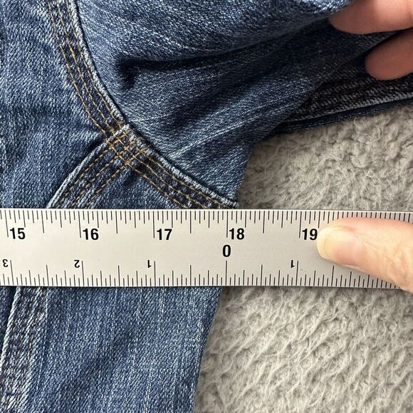 Carhartt Denim Jean Jacket Snap Button WJ001 Outdoor Travel Pockets Women's M - Picture 6 of 8